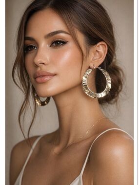 New AREA Gold & Silver Sequin Hoop Statement Earrings 14k Gold Plated Brass‎